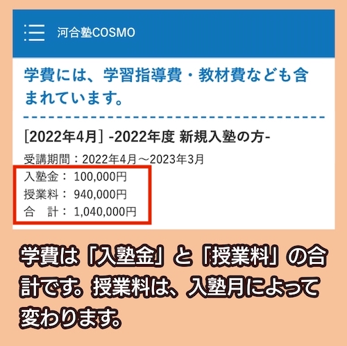 河合塾COSMOの高卒資格認定講座の価格相場