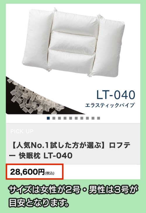 ロフテー快眠枕LT-040の価格